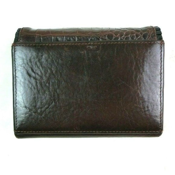 Brighton Leather Wallet Brown Crocodile Reptile - Picture 2 of 8